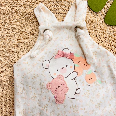  Jardineira Nózinho - Ursinhas Mamãe e Filhinha - Off White